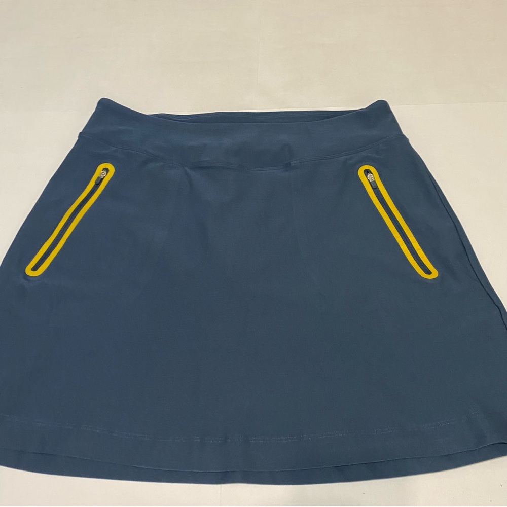 Nike A-Line Skort in Blue with Yellow Zippers - Picture 3 of 9